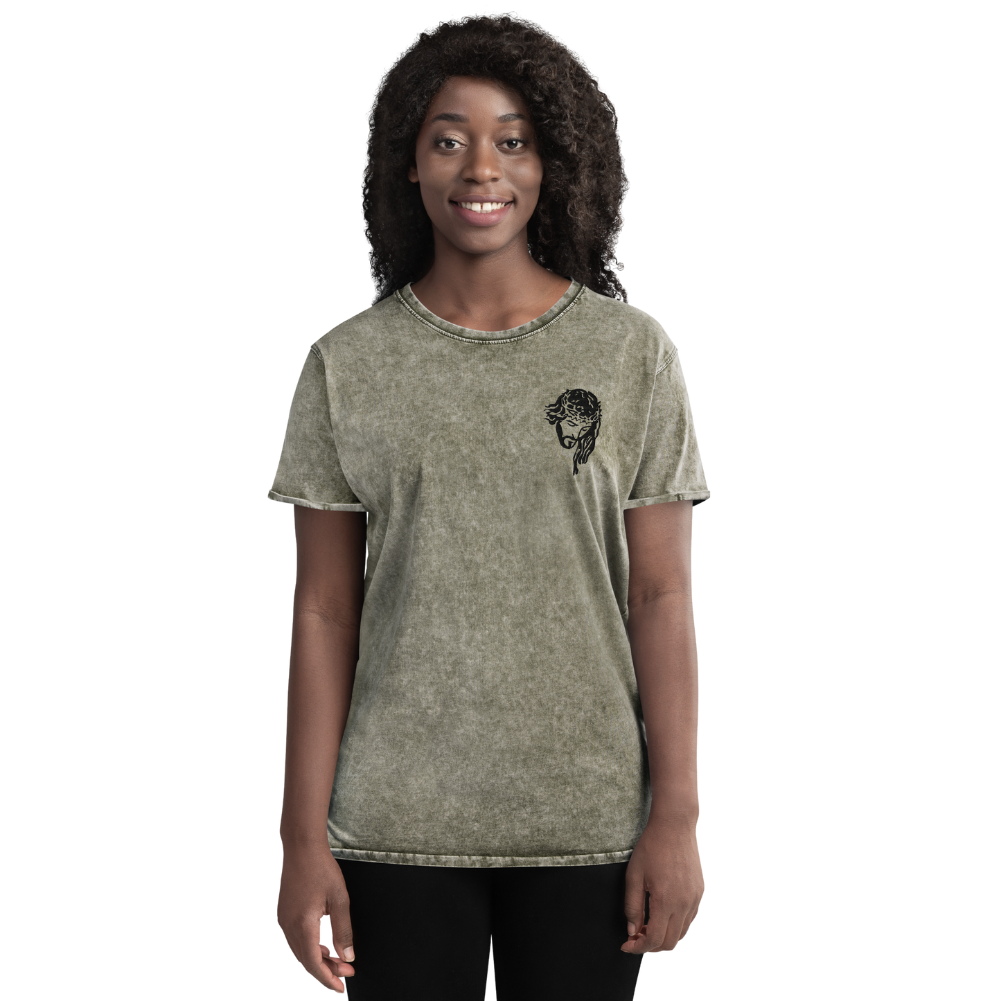 T-shirt chrétien DENIM brodé - Messiah (F)
