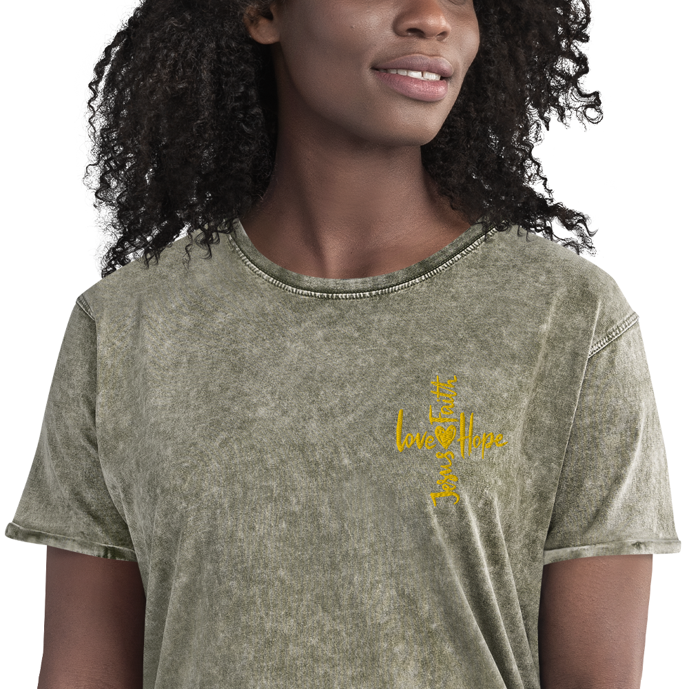 T-shirt chrétien DENIM brodé - HJLF (F)