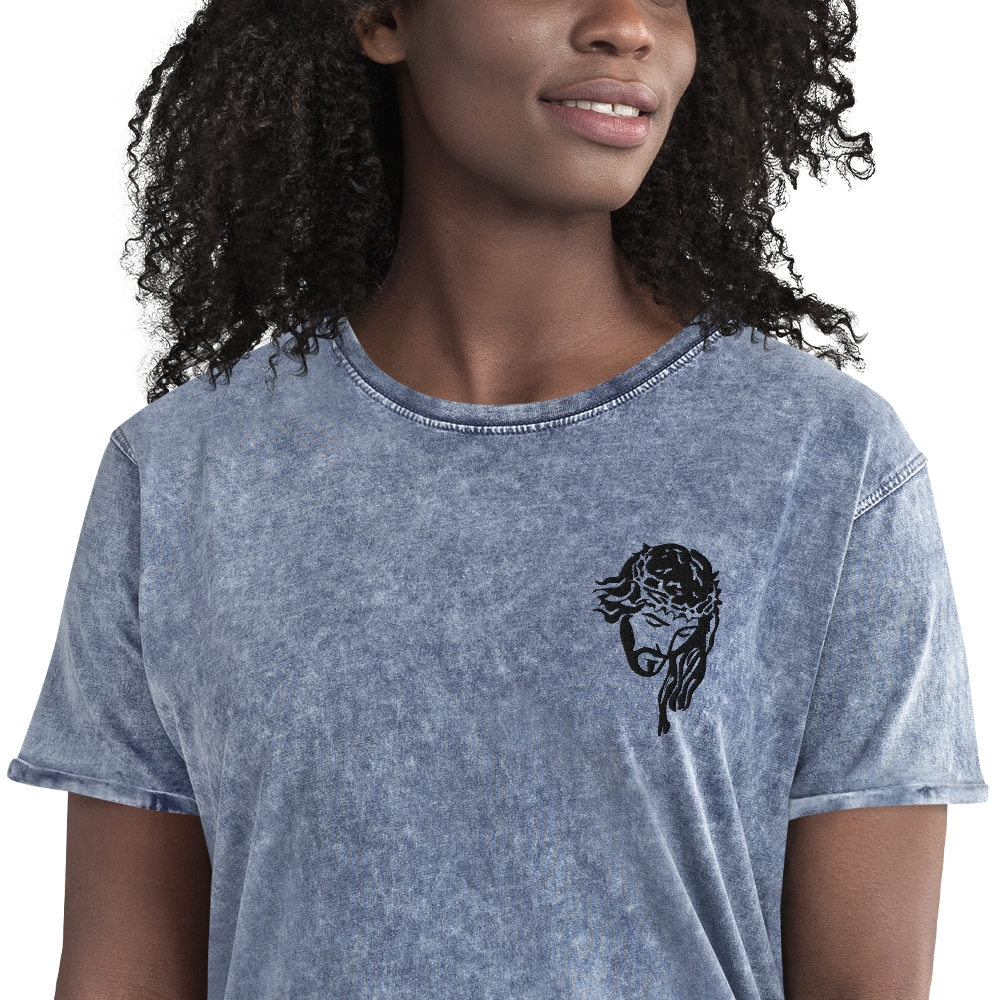 T-shirt chrétien DENIM brodé - Messiah (F)