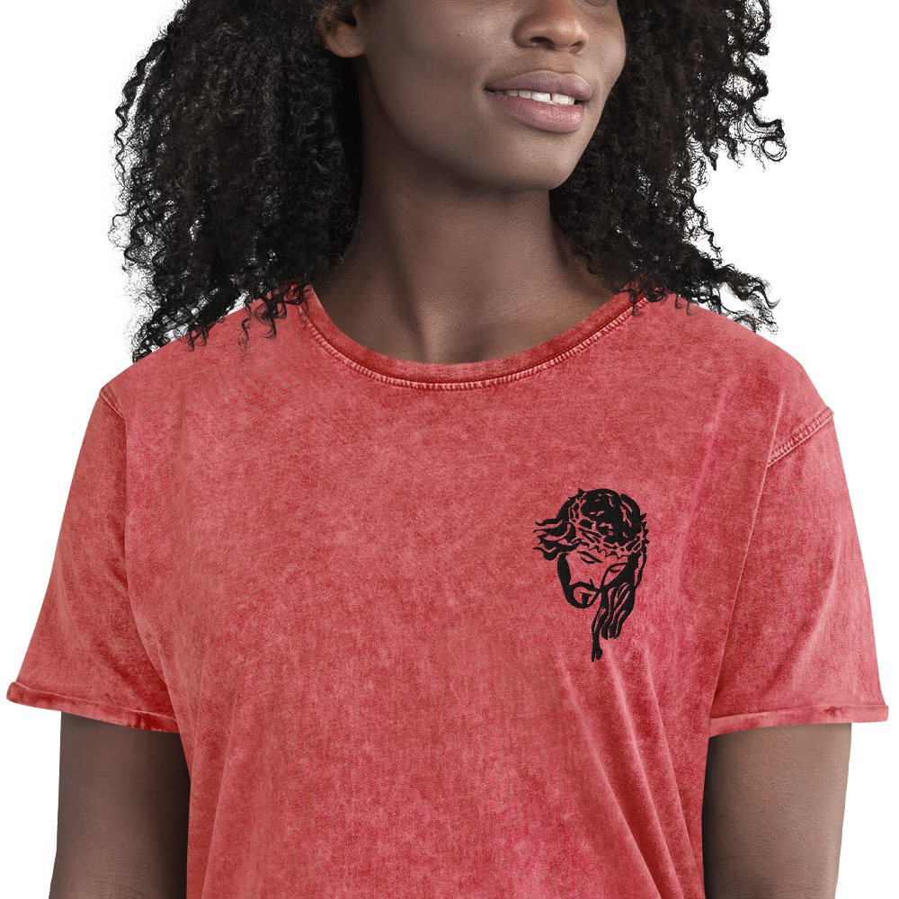 T-shirt chrétien DENIM brodé - Messiah (F)