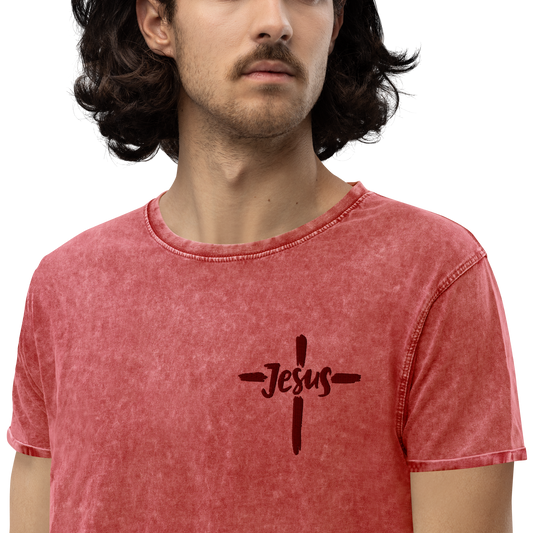 T-shirt chrétien DENIM Brodé - Jésus