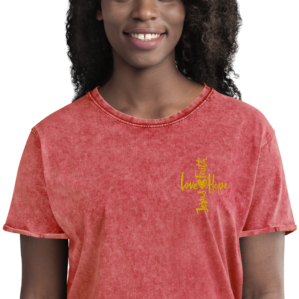 T-shirt chrétien DENIM brodé - HJLF (F)