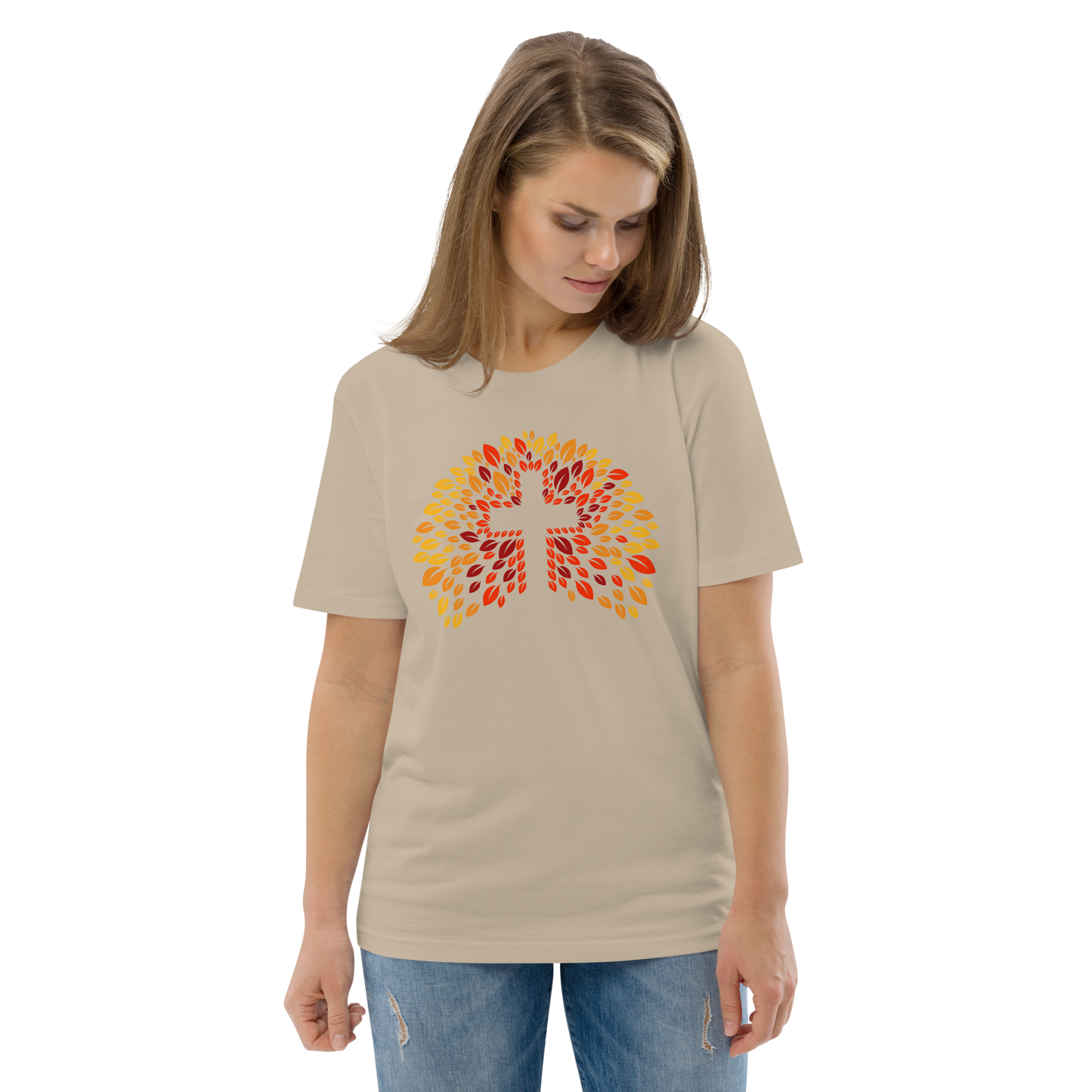 T-shirt chrétien imprimé en coton bio - JESUS (F)