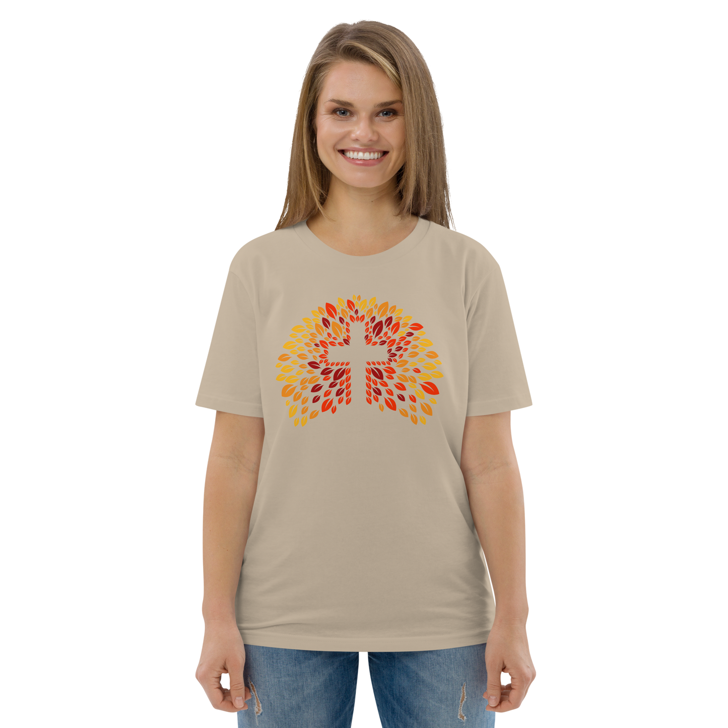 T-shirt chrétien imprimé en coton bio - JESUS (F)