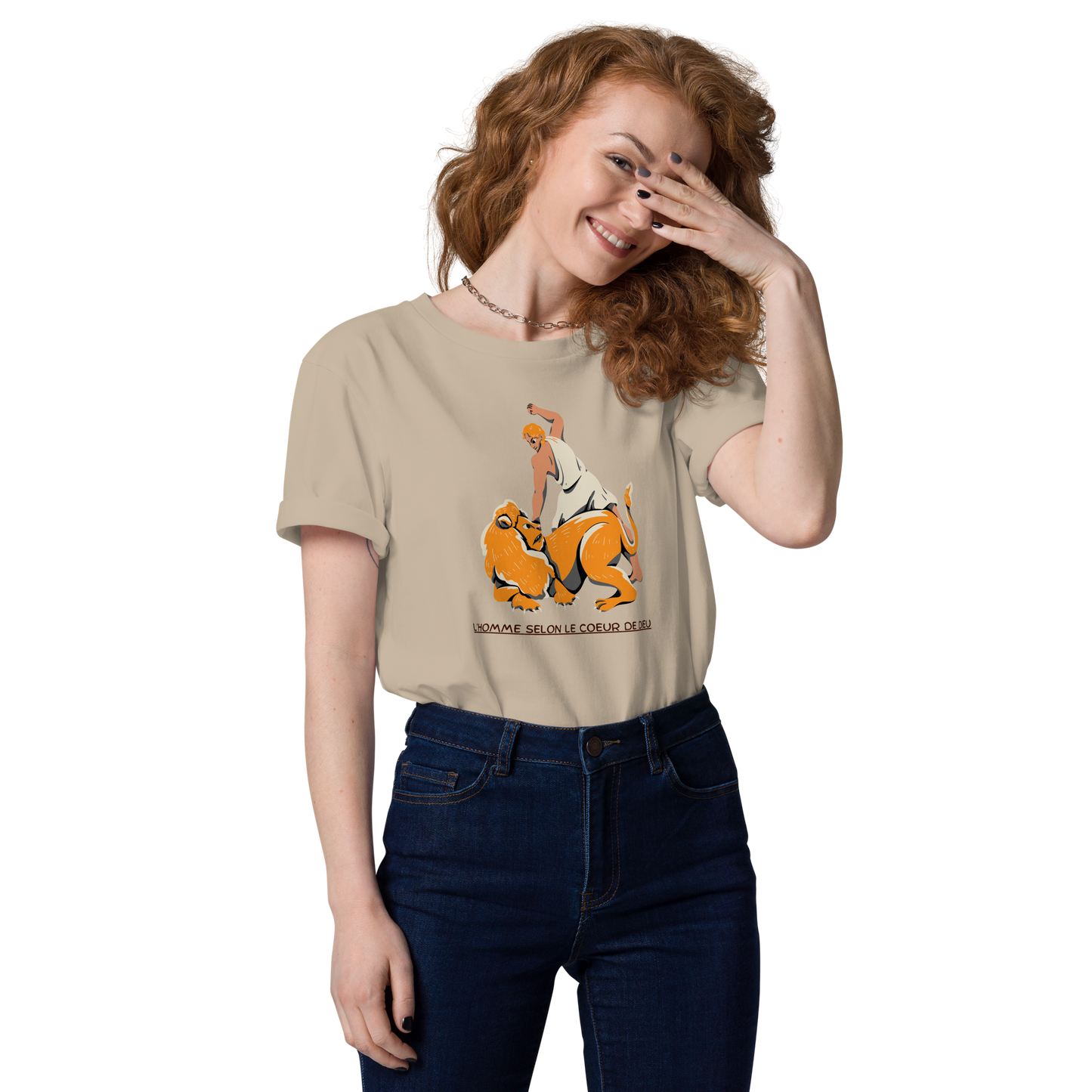 T-shirt chrétien imprimé en coton bio - David's challenge (F)