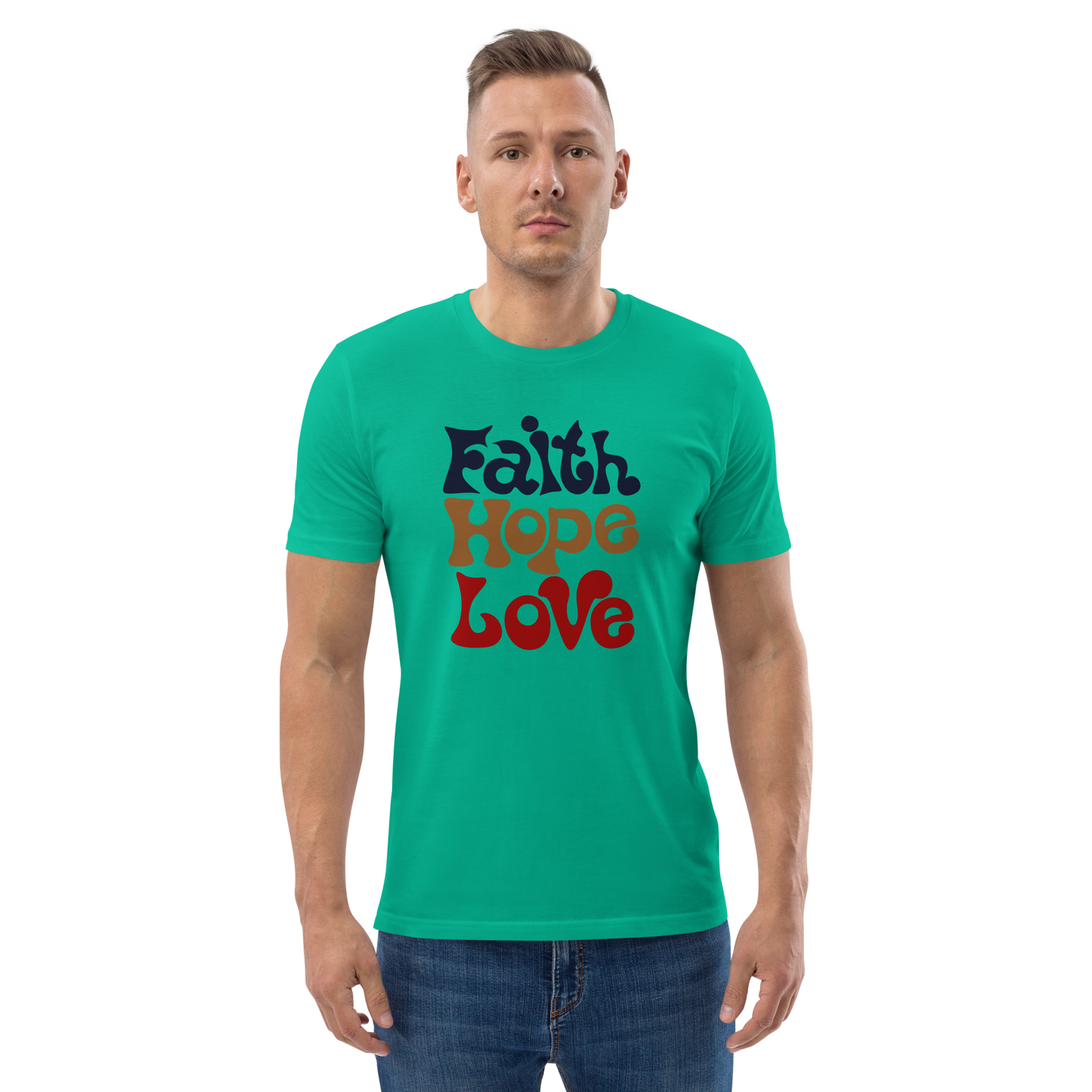 T-shirt chrétien imprimé en coton bio - Faith