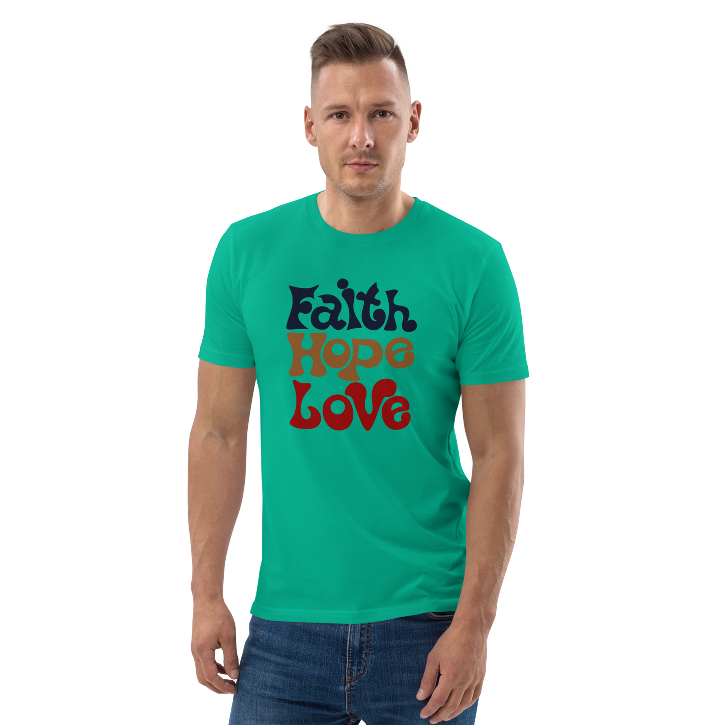 T-shirt chrétien imprimé en coton bio - Faith