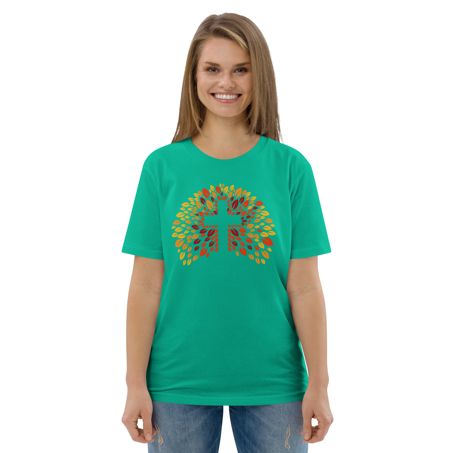 T-shirt chrétien imprimé en coton bio - JESUS (F)