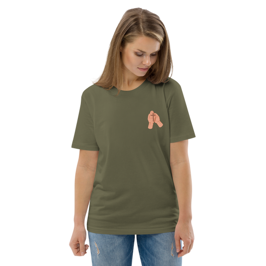 T-shirt chrétien imprimé en coton bio - Cross in hand (F)