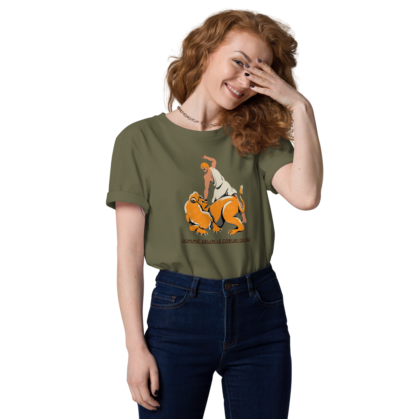 T-shirt chrétien imprimé en coton bio - David's challenge (F)