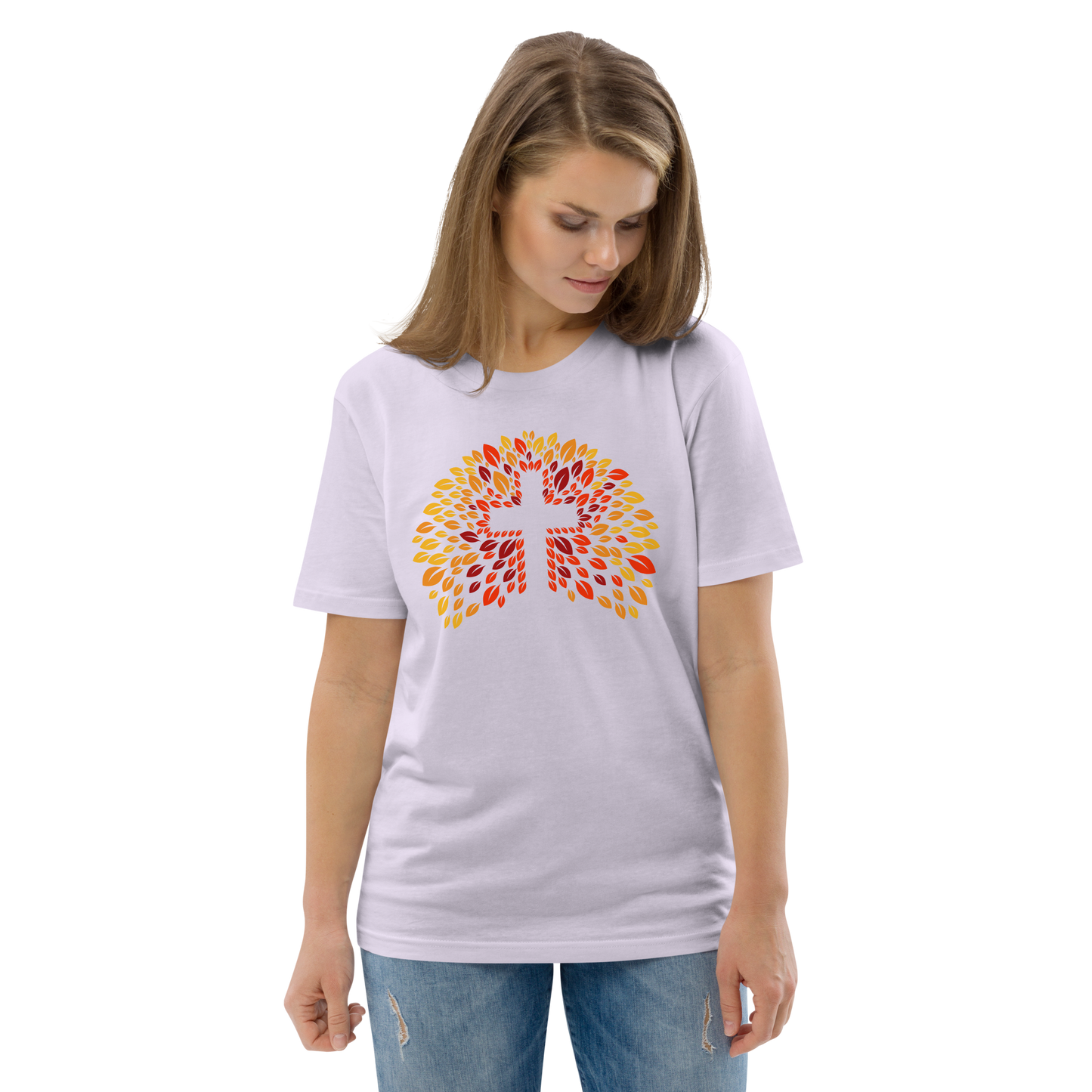 T-shirt chrétien imprimé en coton bio - JESUS (F)