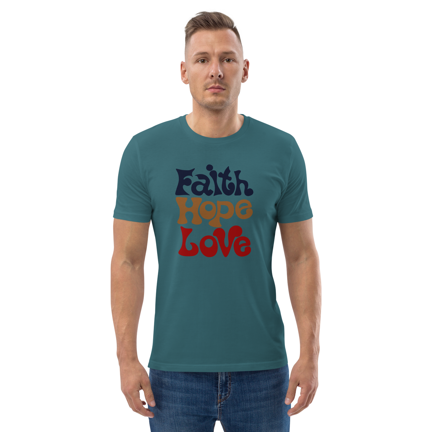 T-shirt chrétien imprimé en coton bio - Faith