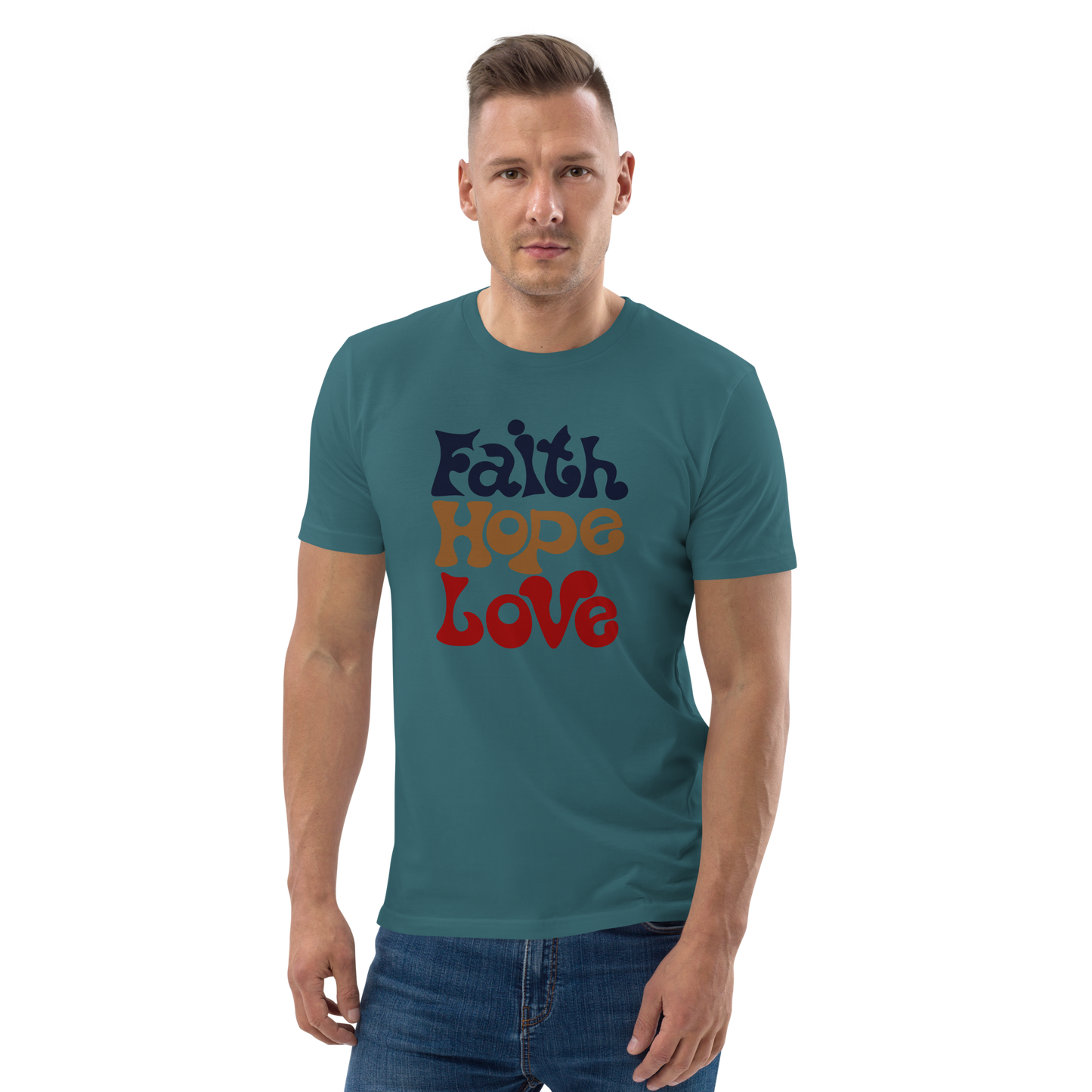 T-shirt chrétien imprimé en coton bio - Faith