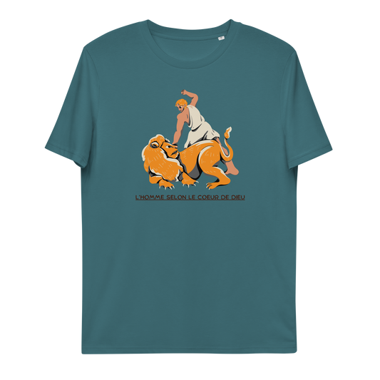 T-shirt chrétien imprimé en coton bio - David's challenge (F)