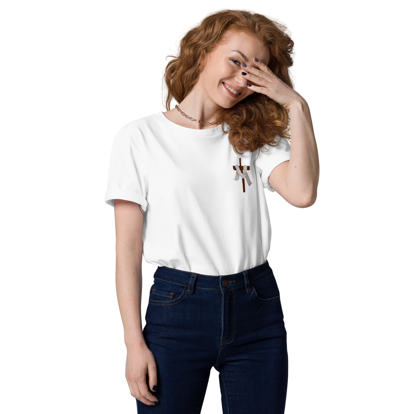 T-shirt chrétien imprimé en coton bio - Cross (F)