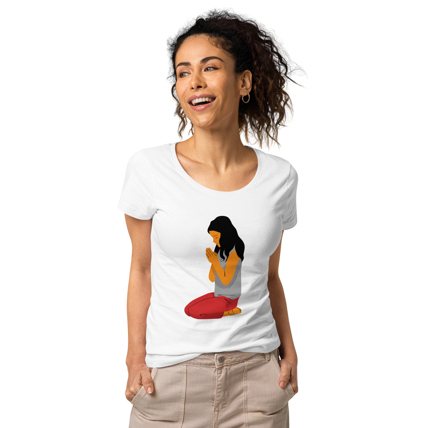 T-shirt chrétien imprimé - Kneeling Woman
