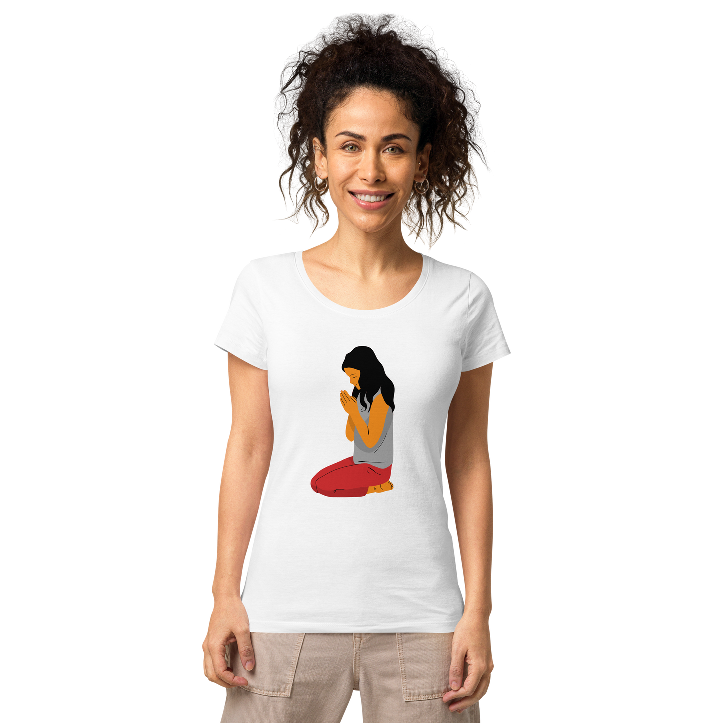 T-shirt chrétien imprimé - Kneeling Woman