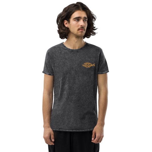 T-shirt chrétien DENIM brodé - Yeshua