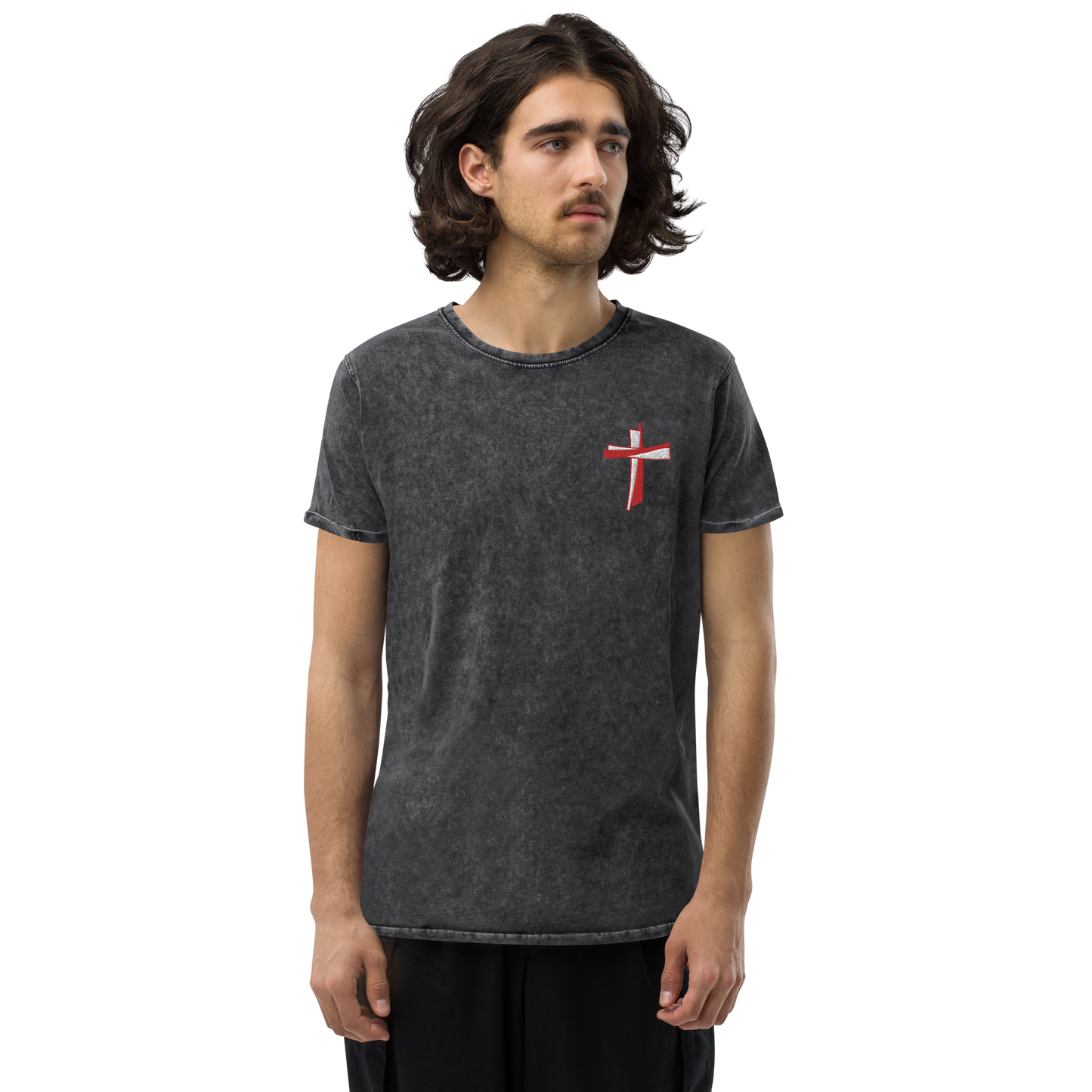 T-shirt chrétien DENIM brodé - Cross