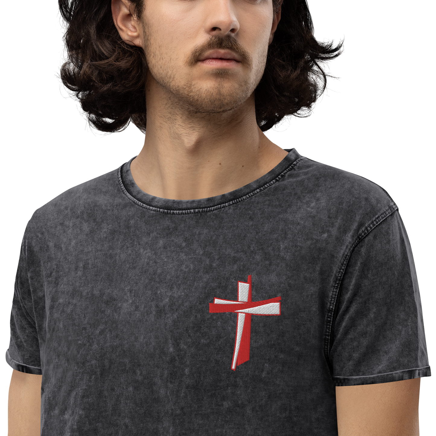 T-shirt chrétien DENIM brodé - Cross