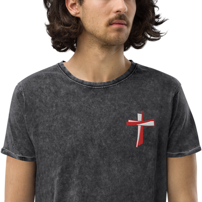 T-shirt chrétien DENIM brodé - Cross