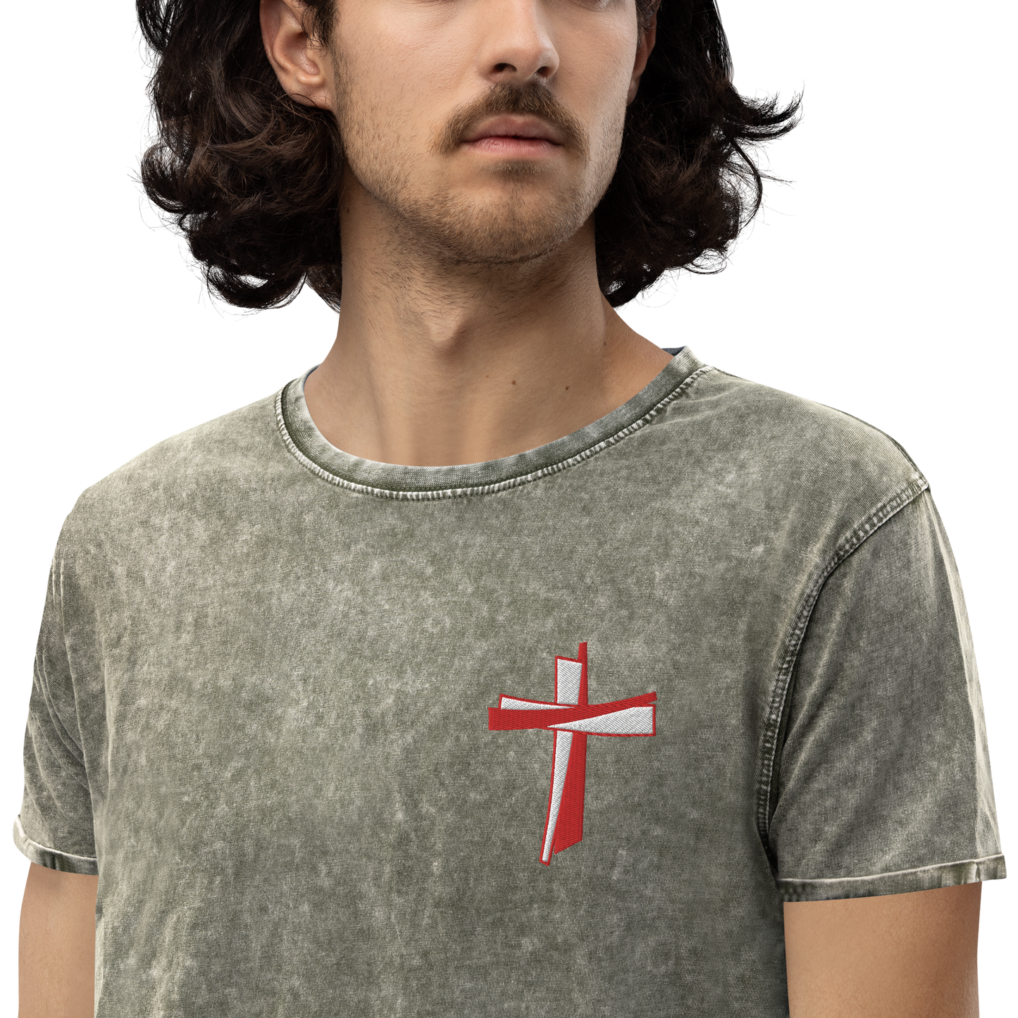 T-shirt chrétien DENIM brodé - Cross