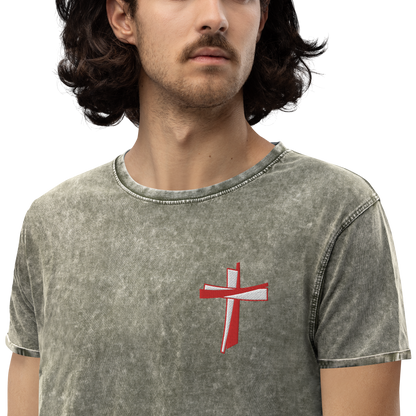 T-shirt chrétien DENIM brodé - Cross