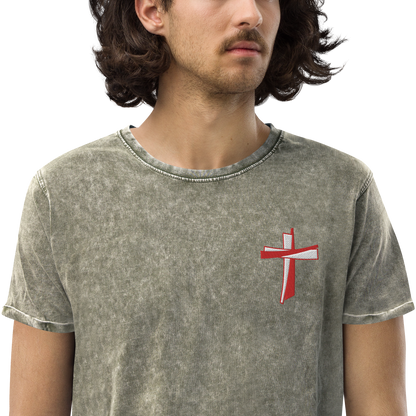 T-shirt chrétien DENIM brodé - Cross