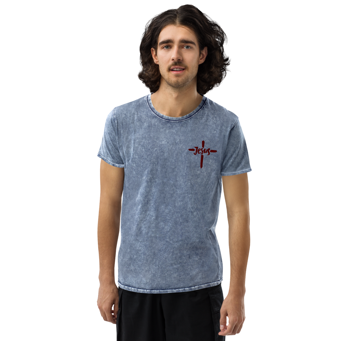 T-shirt chrétien DENIM Brodé - Jésus