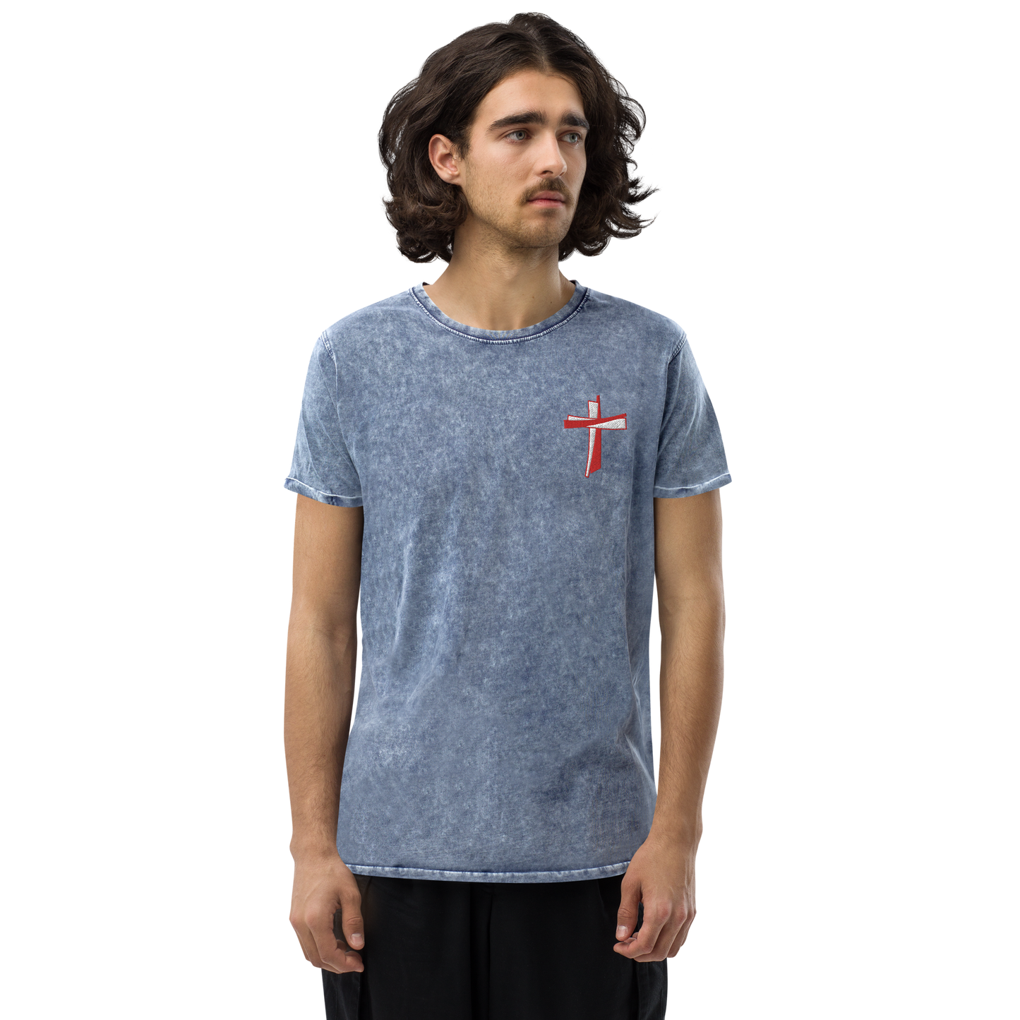 T-shirt chrétien DENIM brodé - Cross