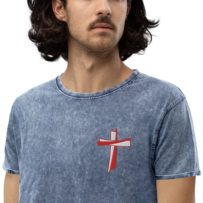 T-shirt chrétien DENIM brodé - Cross