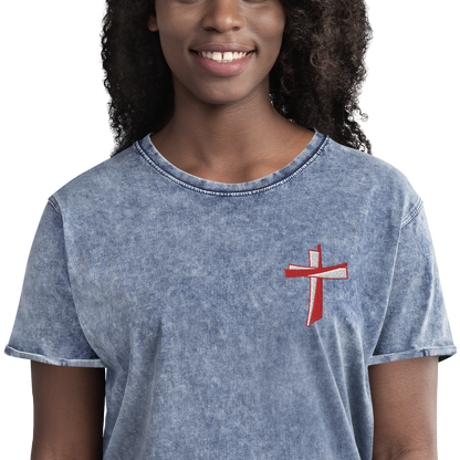 T-shirt chrétien DENIM brodé - Cross (F)