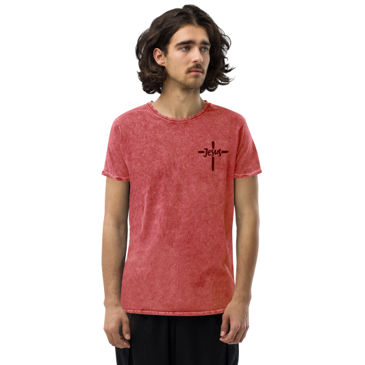 T-shirt chrétien DENIM Brodé - Jésus