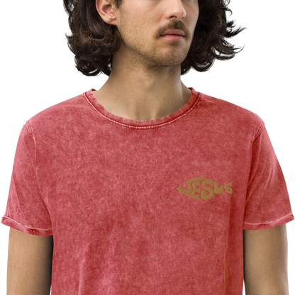 T-shirt chrétien DENIM brodé - Yeshua