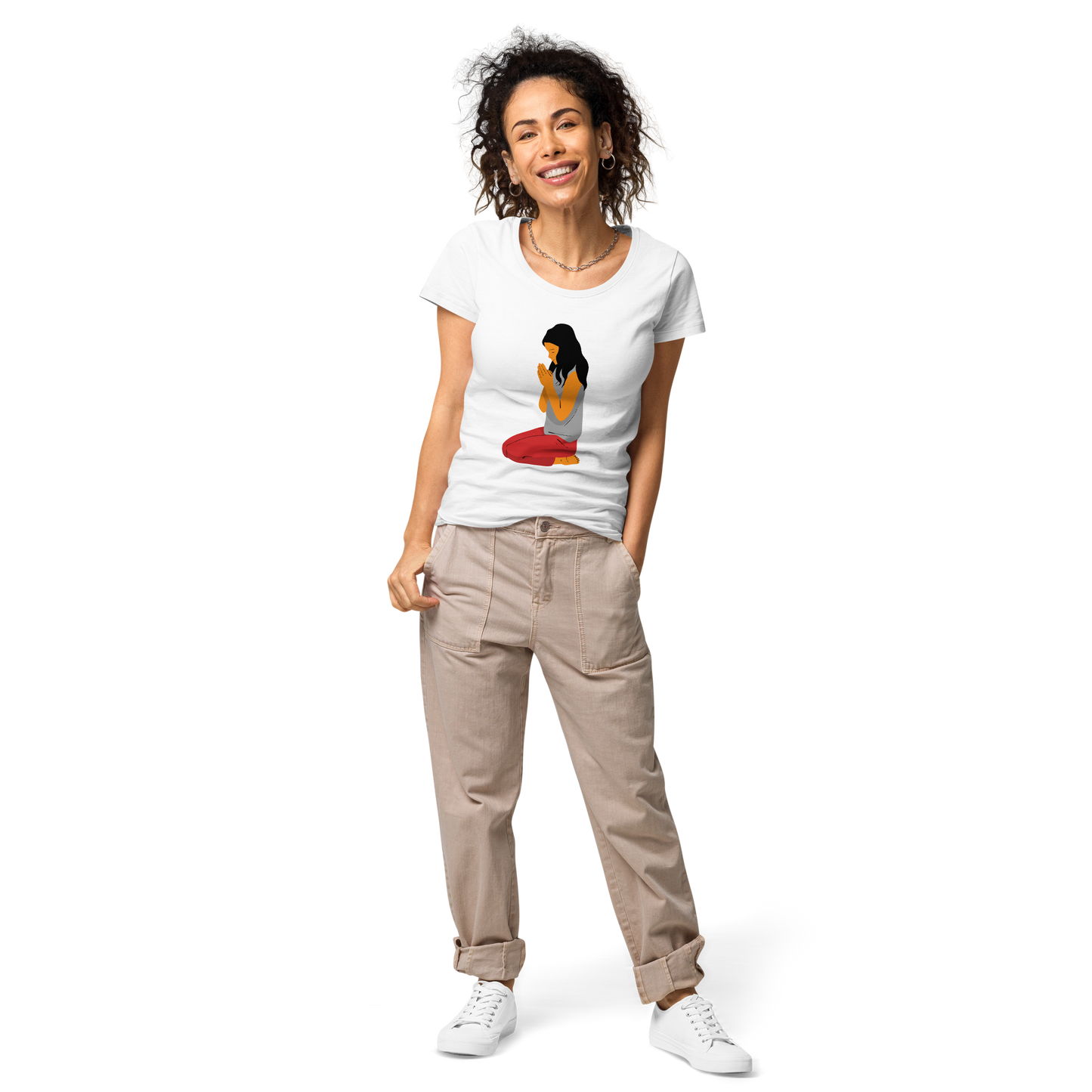 T-shirt chrétien imprimé - Kneeling Woman